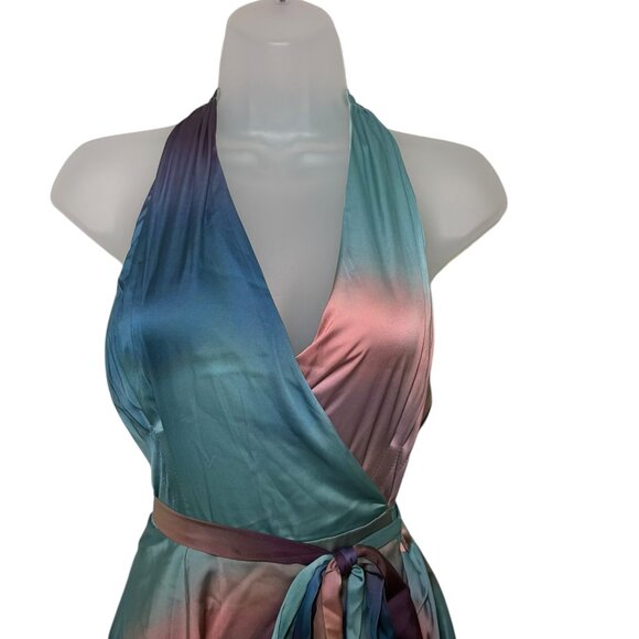 Hutch Sat Paige Ombre Wrap Maxi Dress Multicolor Tiered Halter L NWT - Picture 4 of 7
